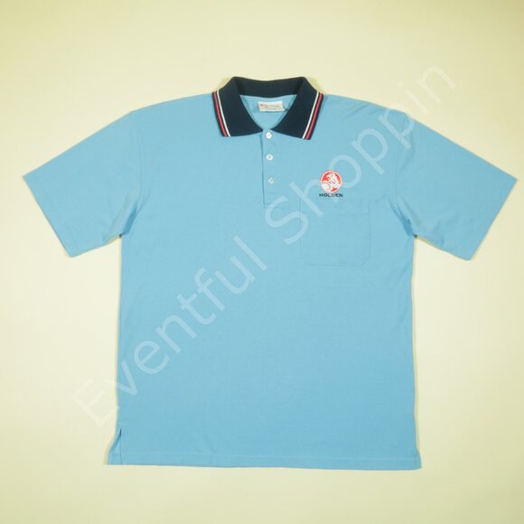 GM Holden Elizabeth Factory Polo Shirt Mens XL Blue Mesh Cotton - Picture 2 of 8